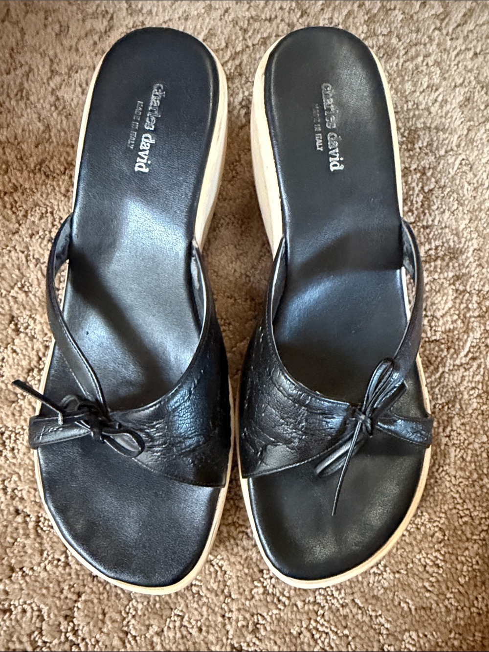 Charles David early 2000's Leather Slide Sandals
